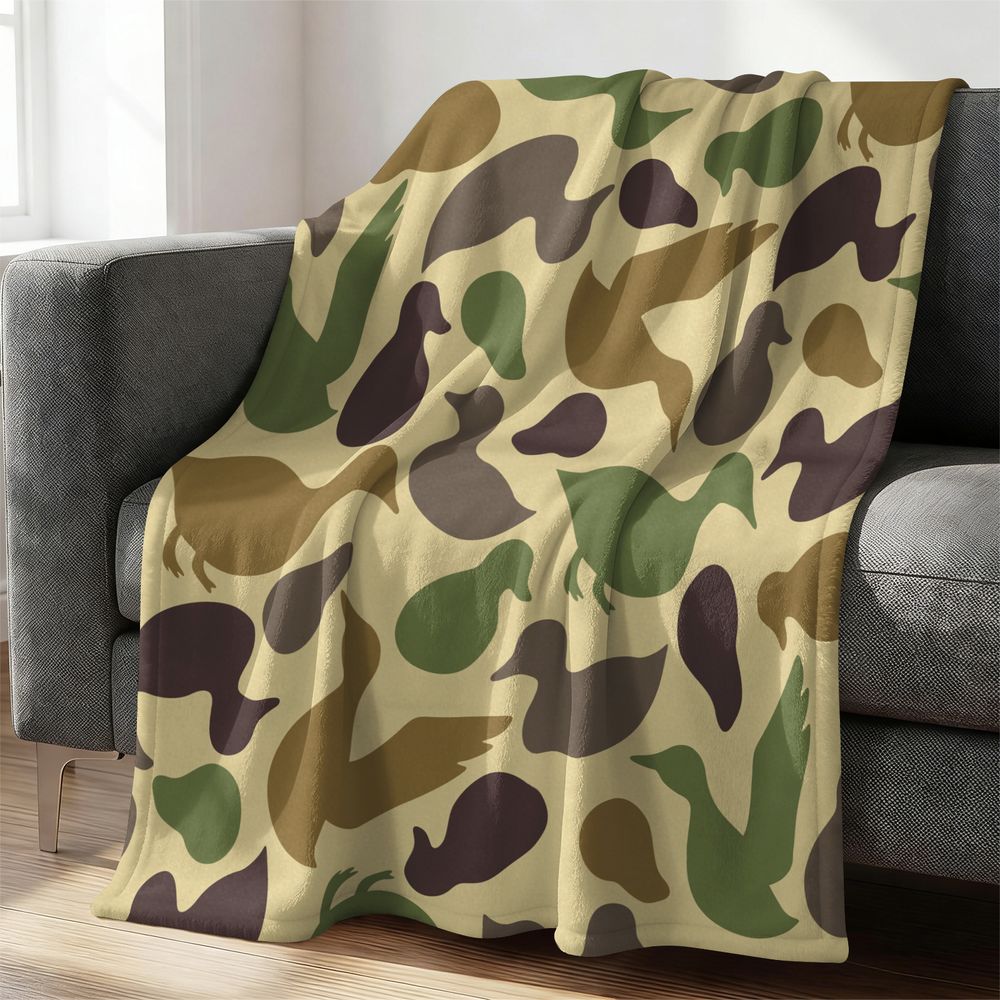 Hunting Outdoor Rug - 오리 무늬 플란넬 담요 부드럽고 아늑한