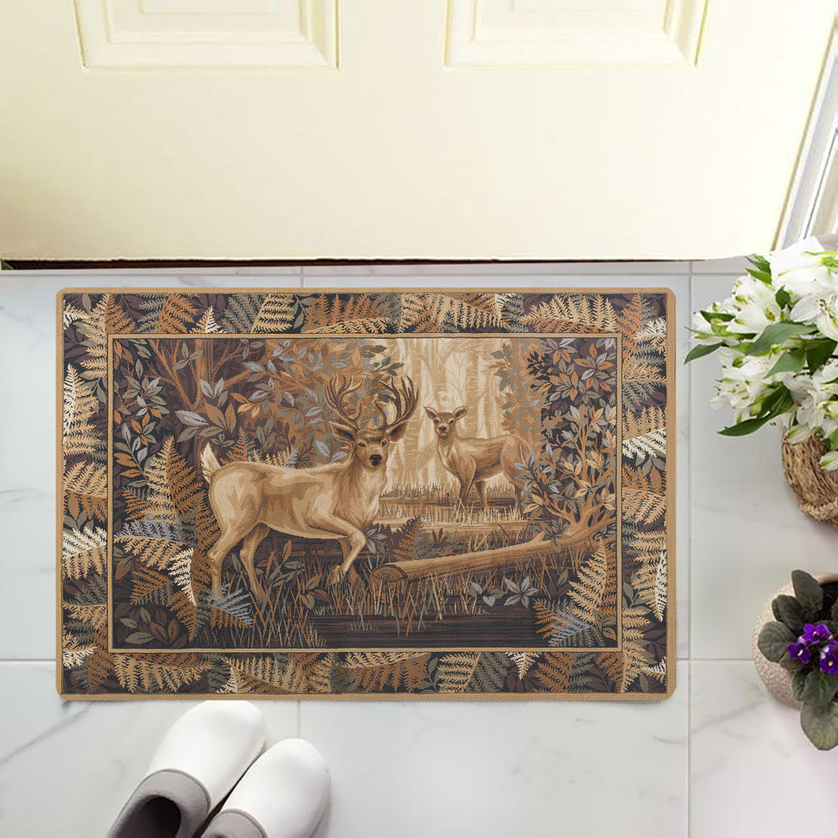 Hunting Deer Royal Vintige 플란넬 - Hunting Outdoor Rug 리뷰 및 가격
