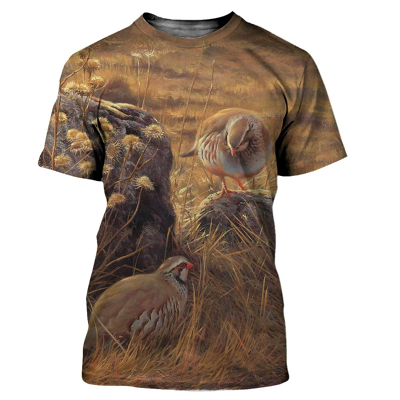남성용 동물 메추라기 3D 프린트 티셔츠, 위장 숲 사 - Hunting Quail 리뷰 및 가격