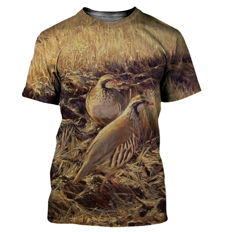 남성용 동물 메추라기 3D 프린트 티셔츠, 위장 숲 사 - Hunting Quail 리뷰 및 가격