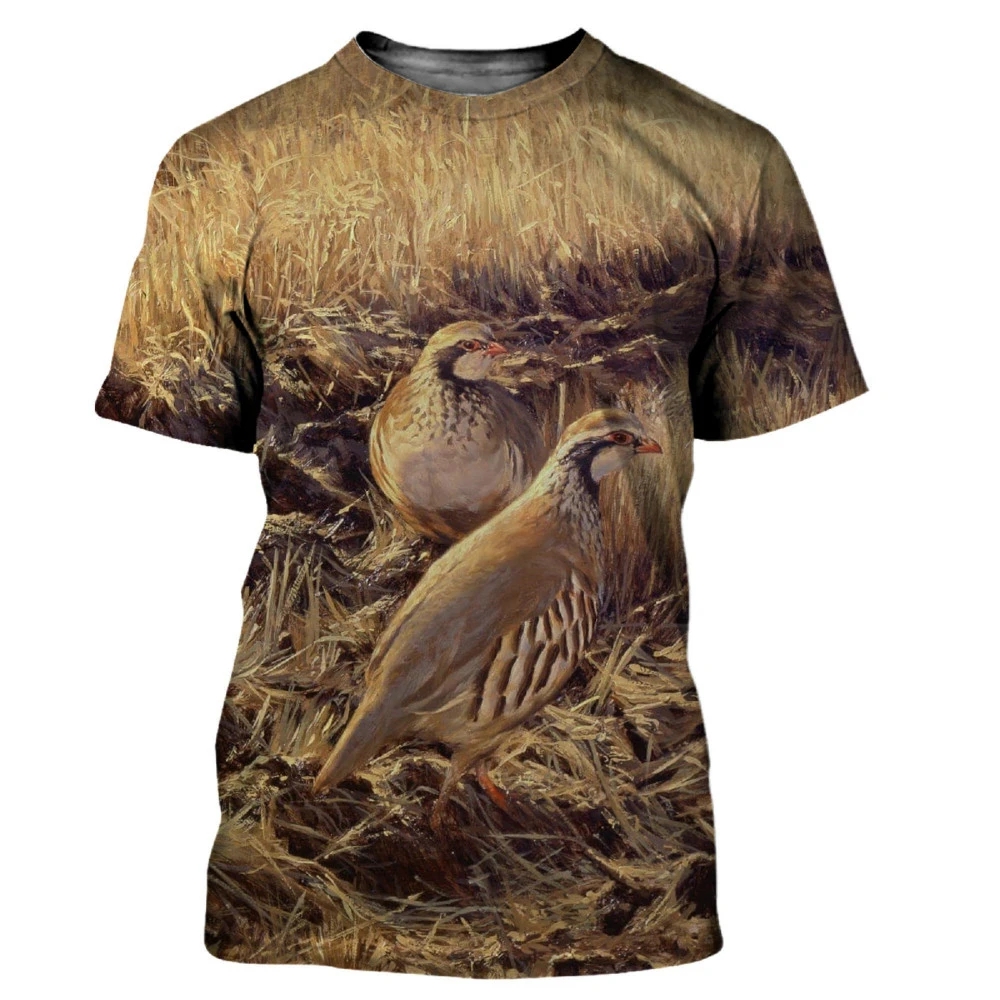 남성용 위장 사냥 동물 메추라기 패턴 프린트 라운드 넥 - Hunting Quail 리뷰 및 가격